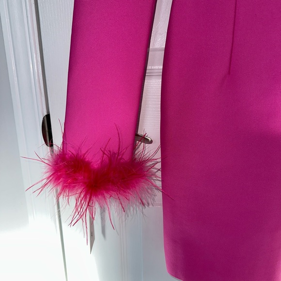 💓FINAL SALE💓✨HOST PICK✨ LONG SLEEVE FUR MINI DRESS - FUCHSIA SIERRA DARIEN S NWT - Picture 6 of 7